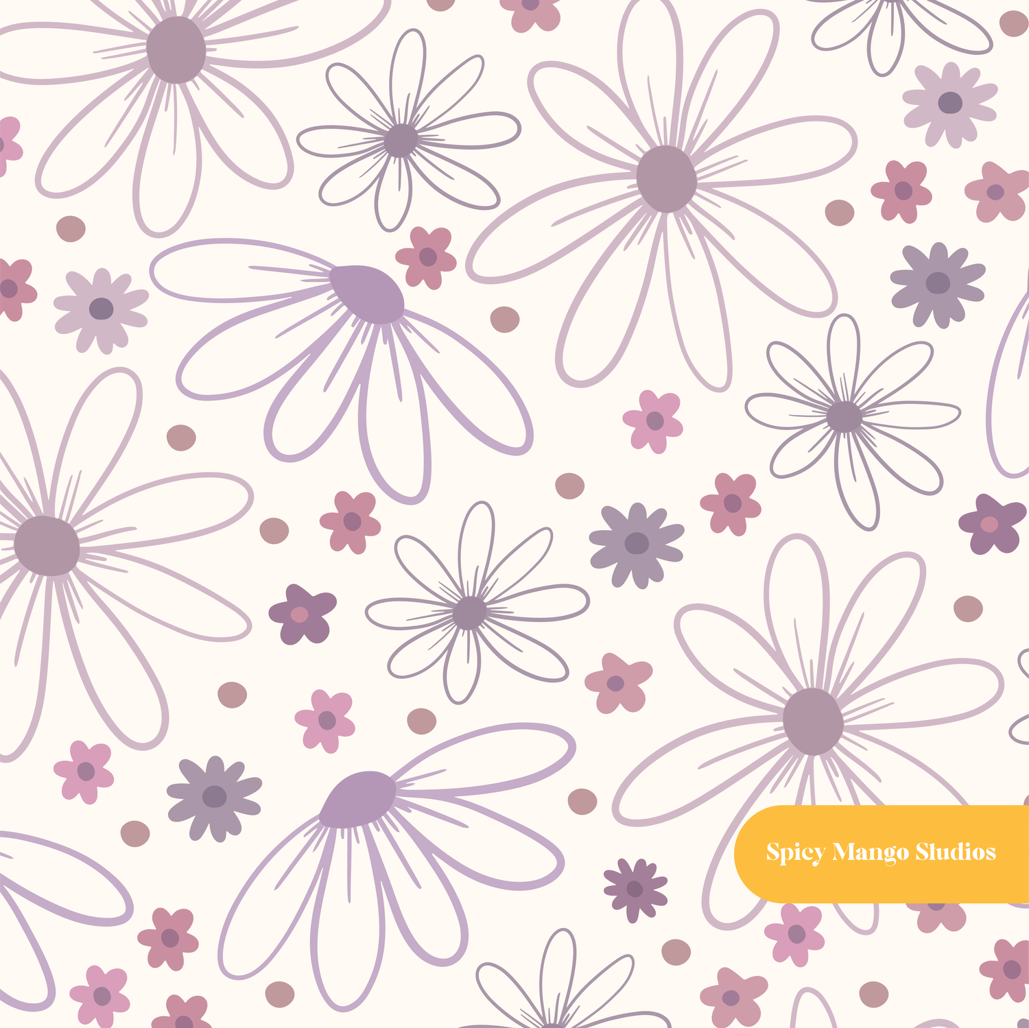Dusty Purple Valley Floral Seamless Pattern
