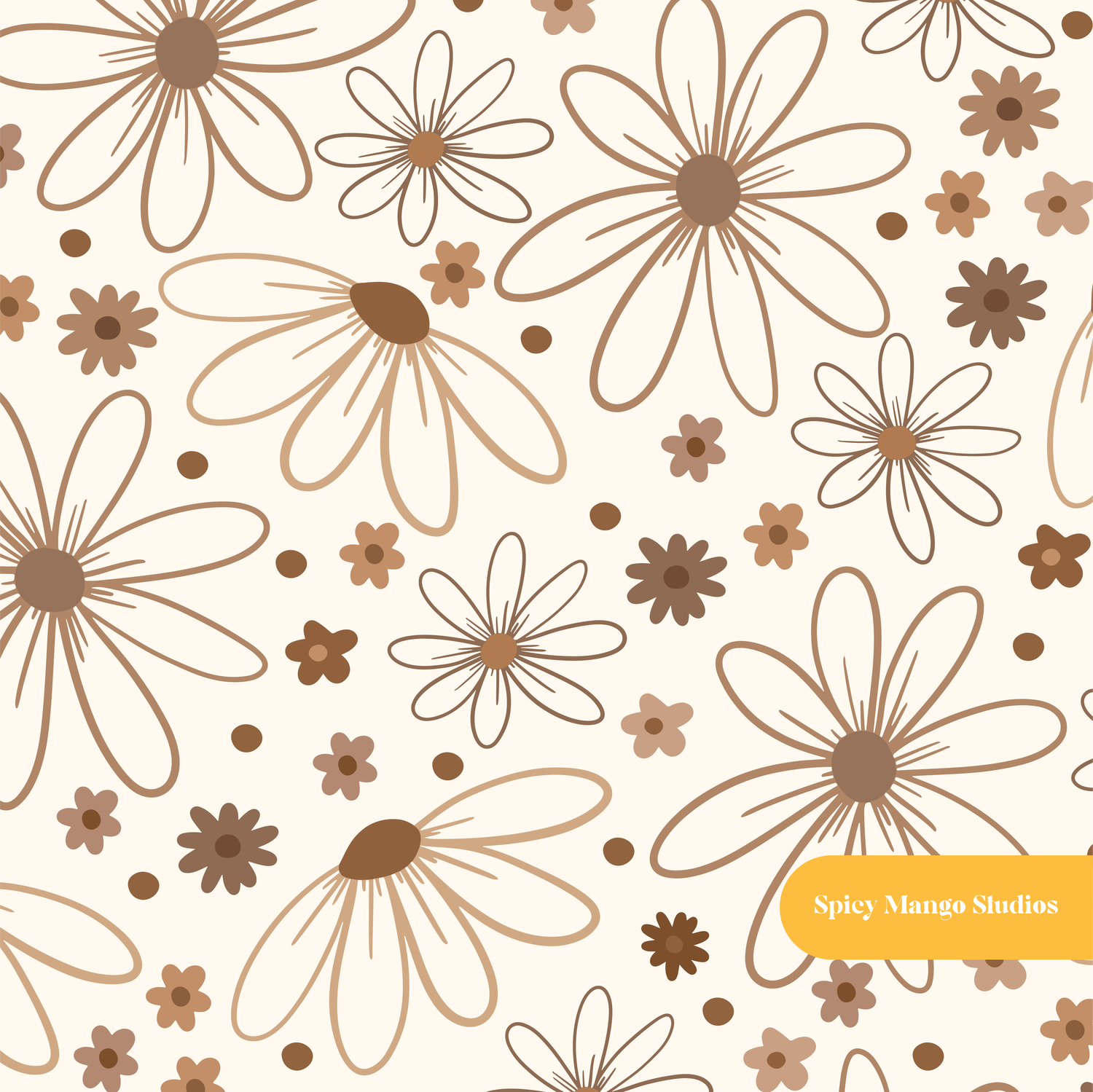 Off White Valley Floral Seamless Pattern