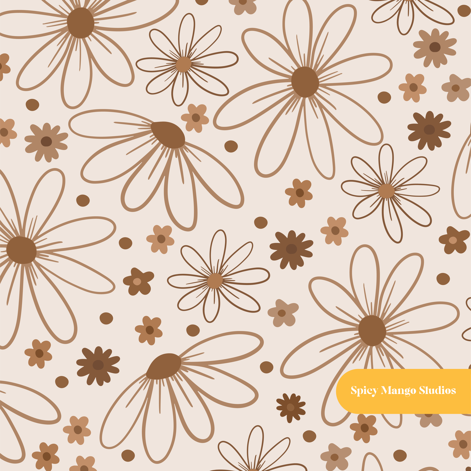 Tan Valley Floral Seamless Pattern