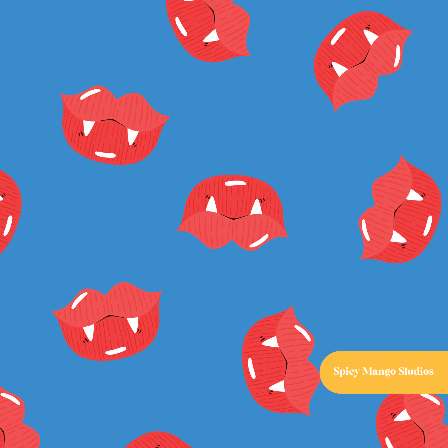 Blue Vampire Kisses Seamless Pattern – Digital Download