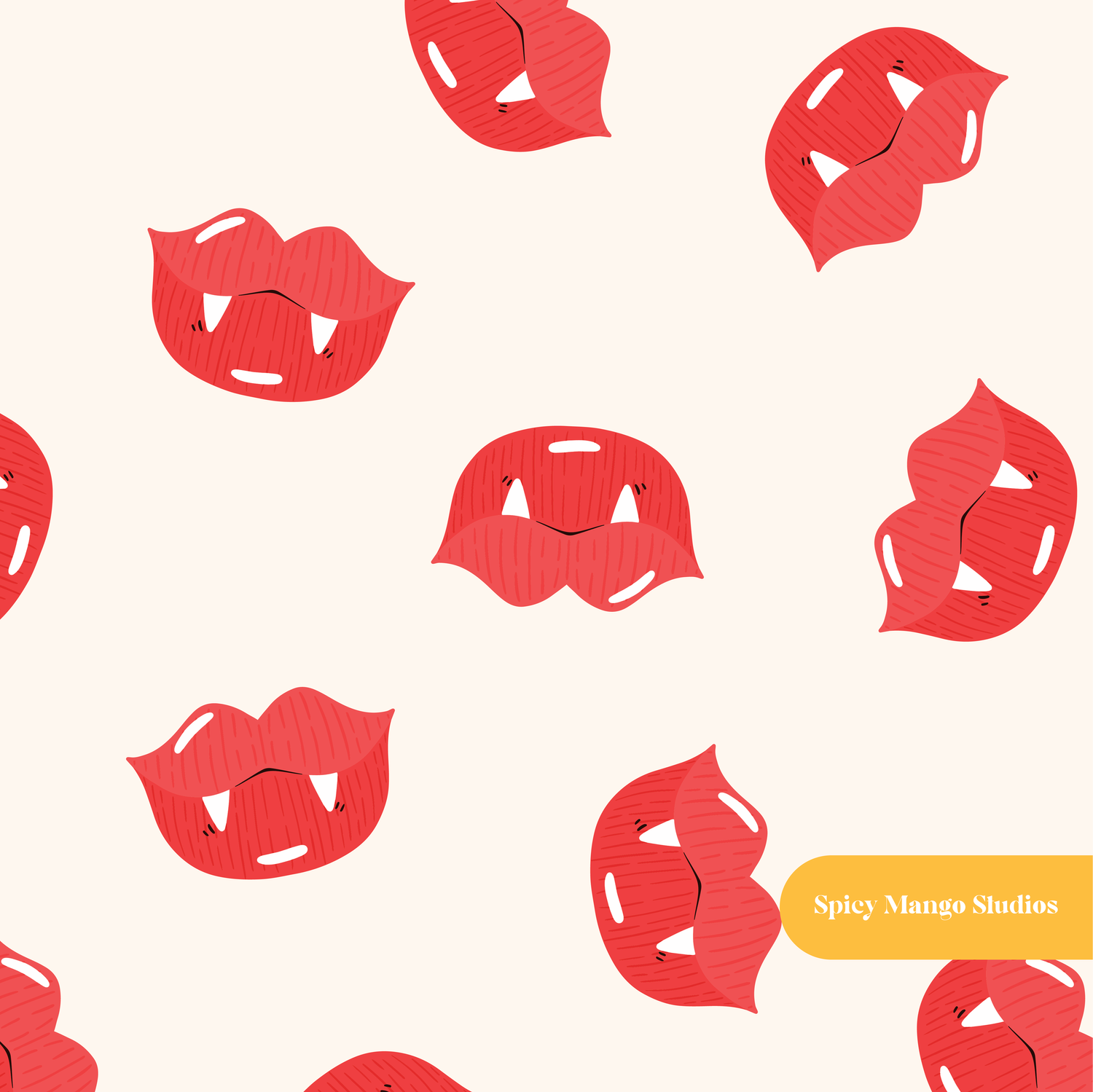Neutral Vampire Kisses Seamless Pattern – Digital Download