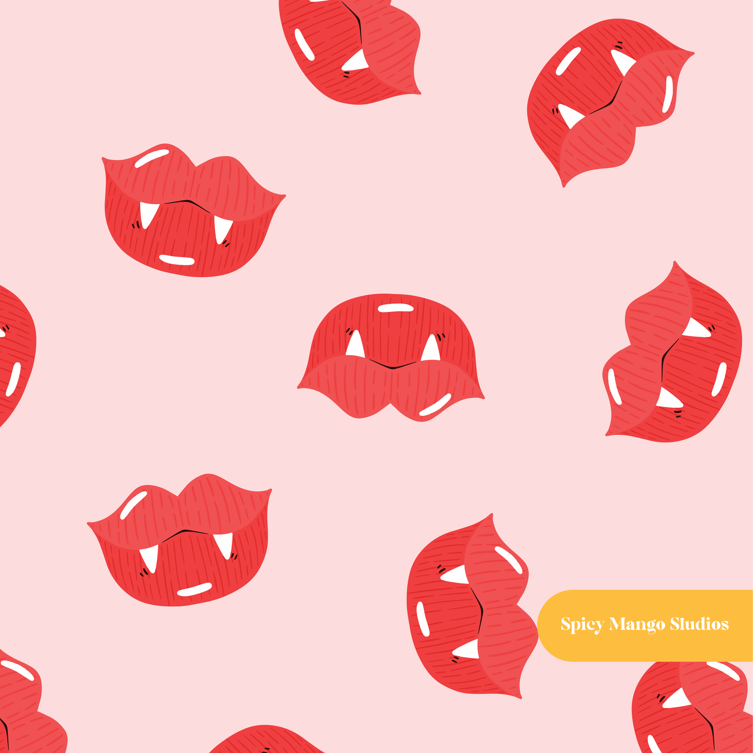 Pink Vampire Kisses Seamless Pattern – Digital Download