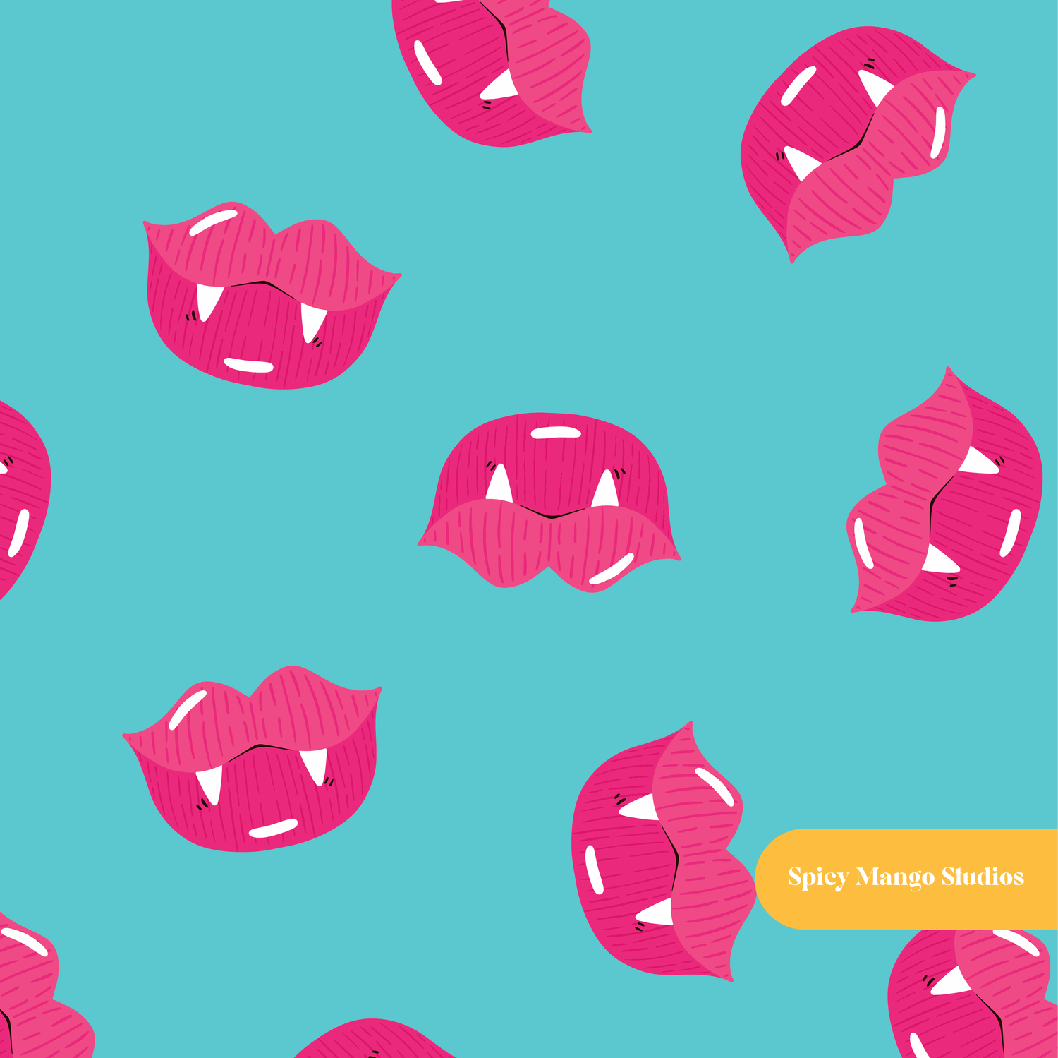 Teal Vampire Kisses Seamless Pattern – Digital Download