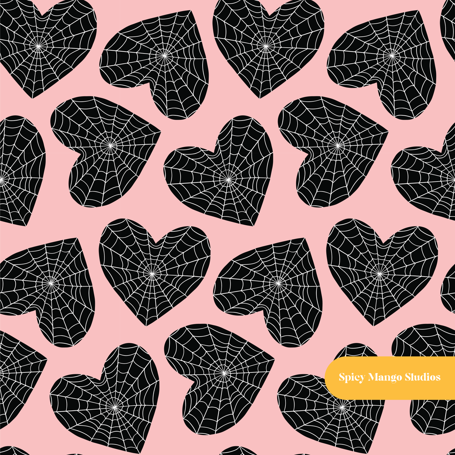 Pink Web Hearts Seamless Pattern