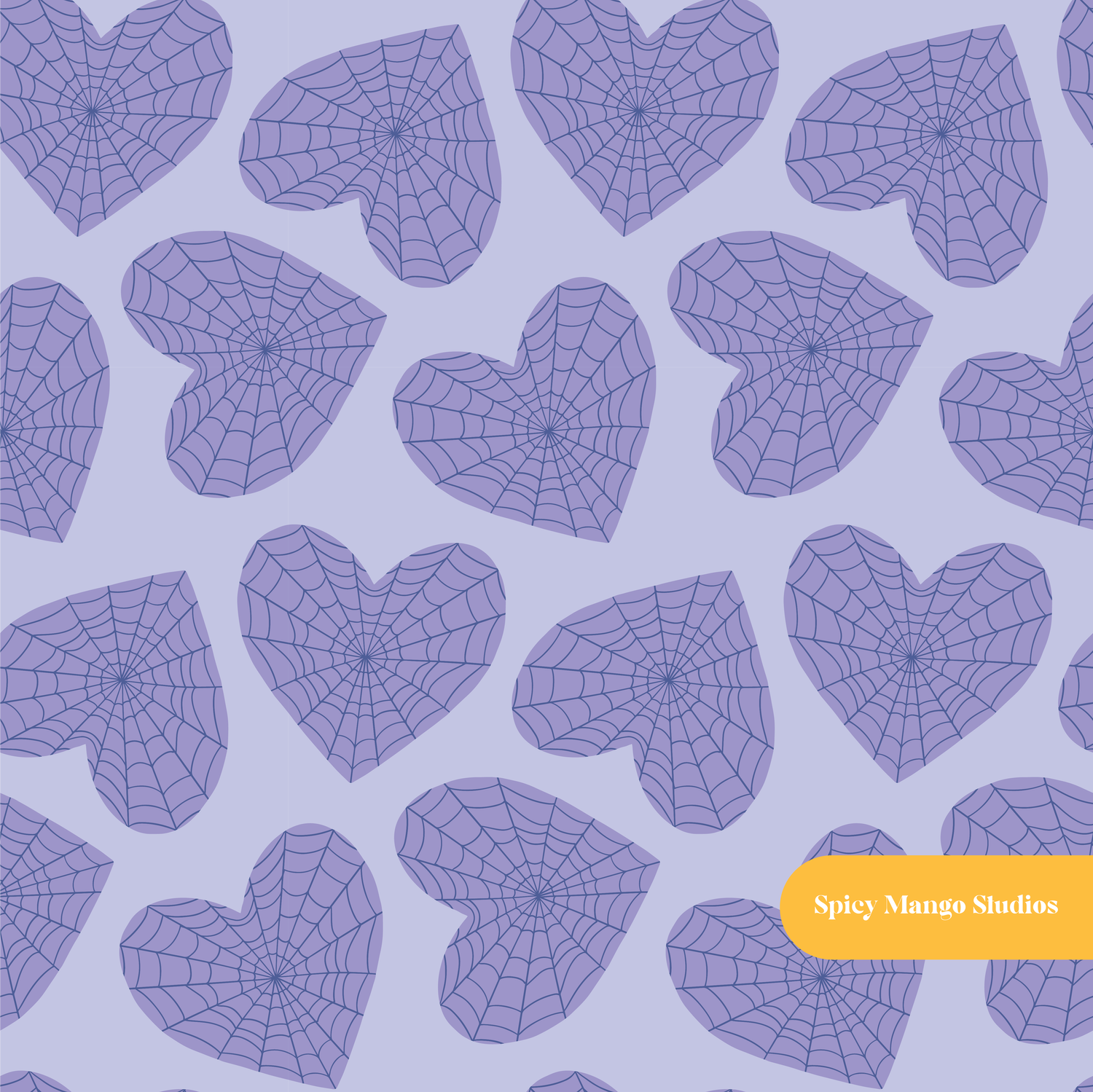 Purple Web Hearts Seamless Pattern