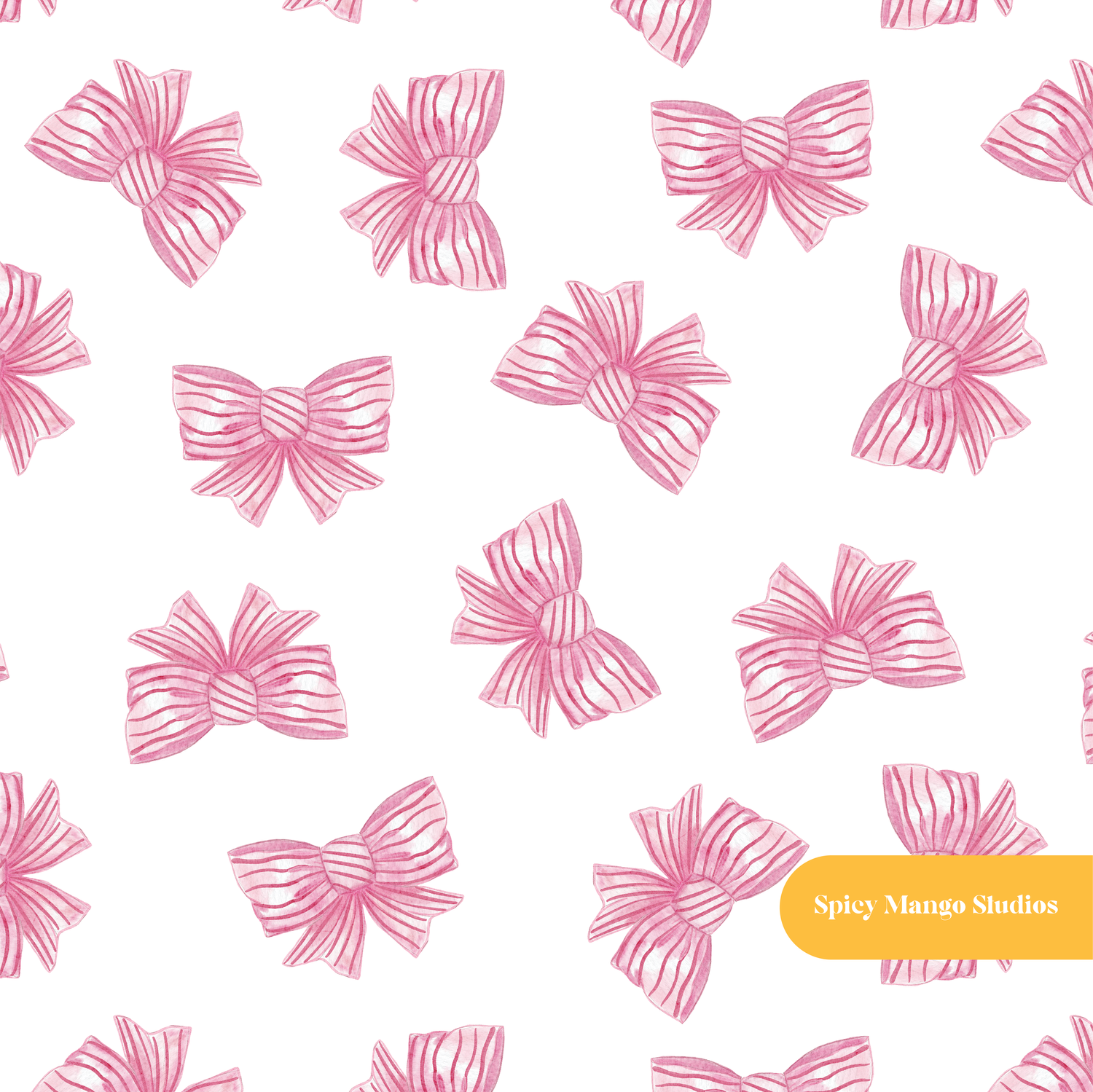 Pink Watercolor Striped Bow Seamless Pattern
