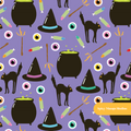 Purple Witchy Halloween Seamless Pattern