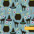Stone Blue Witchy Halloween Seamless Surface Pattern