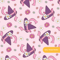 Pink Witches Hat Floral Seamless Pattern
