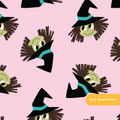 Pink Witchy Cuteness Seamless Pattern