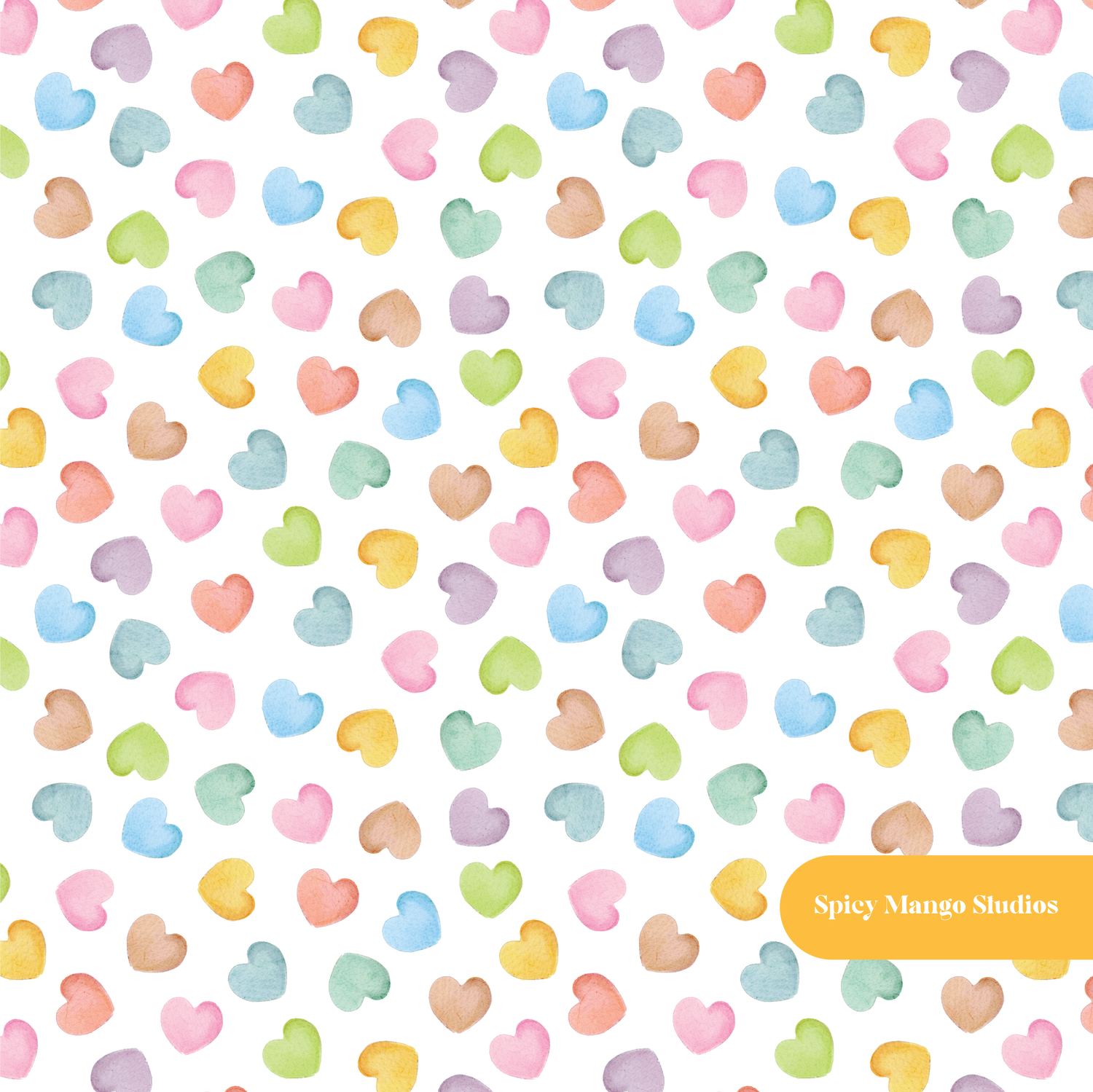 White Rainbow Hearts Seamless Pattern