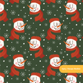 Dark Green Winter Snowman Seamless Pattern