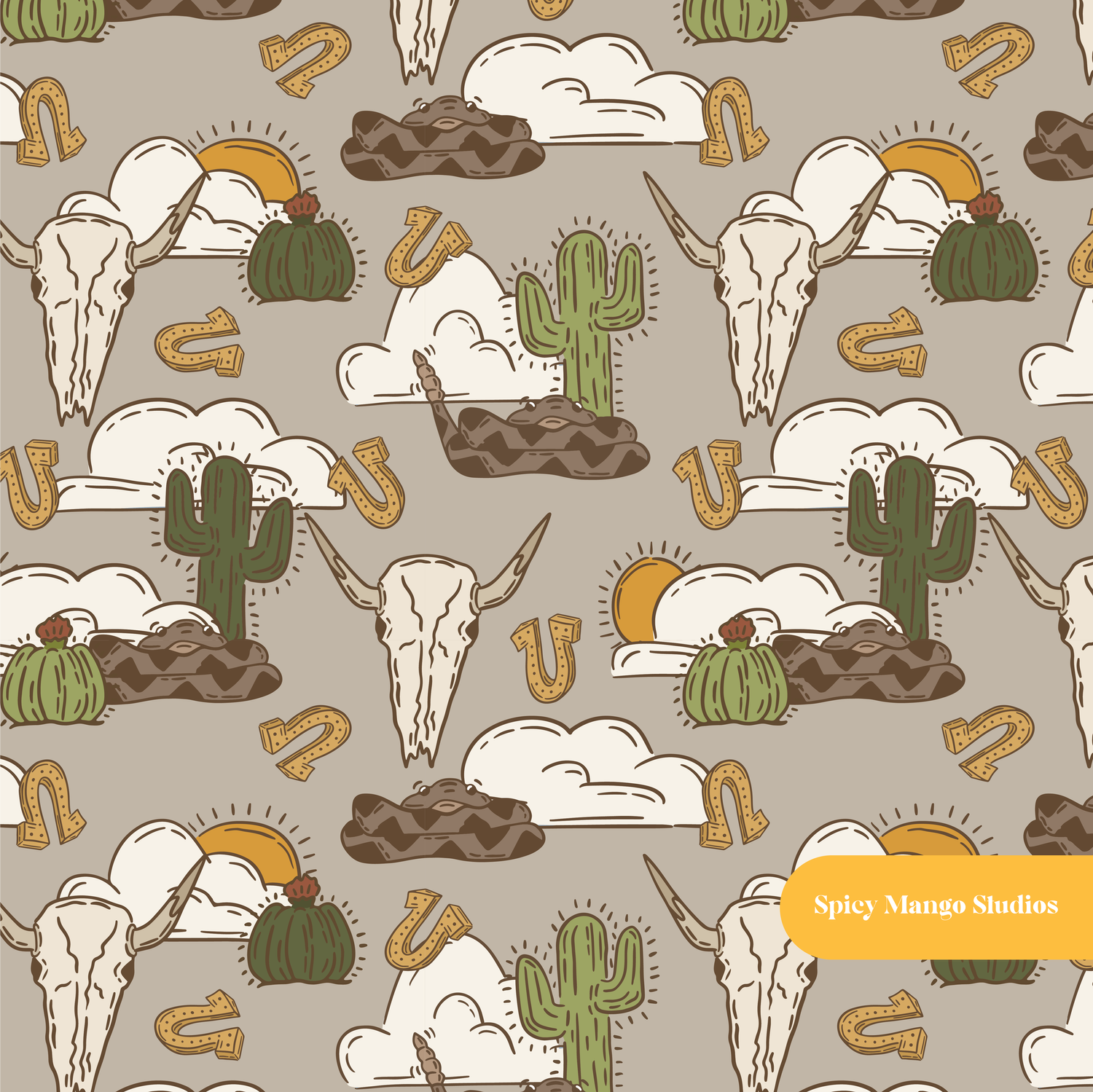Dust Western Vibes Seamless Pattern