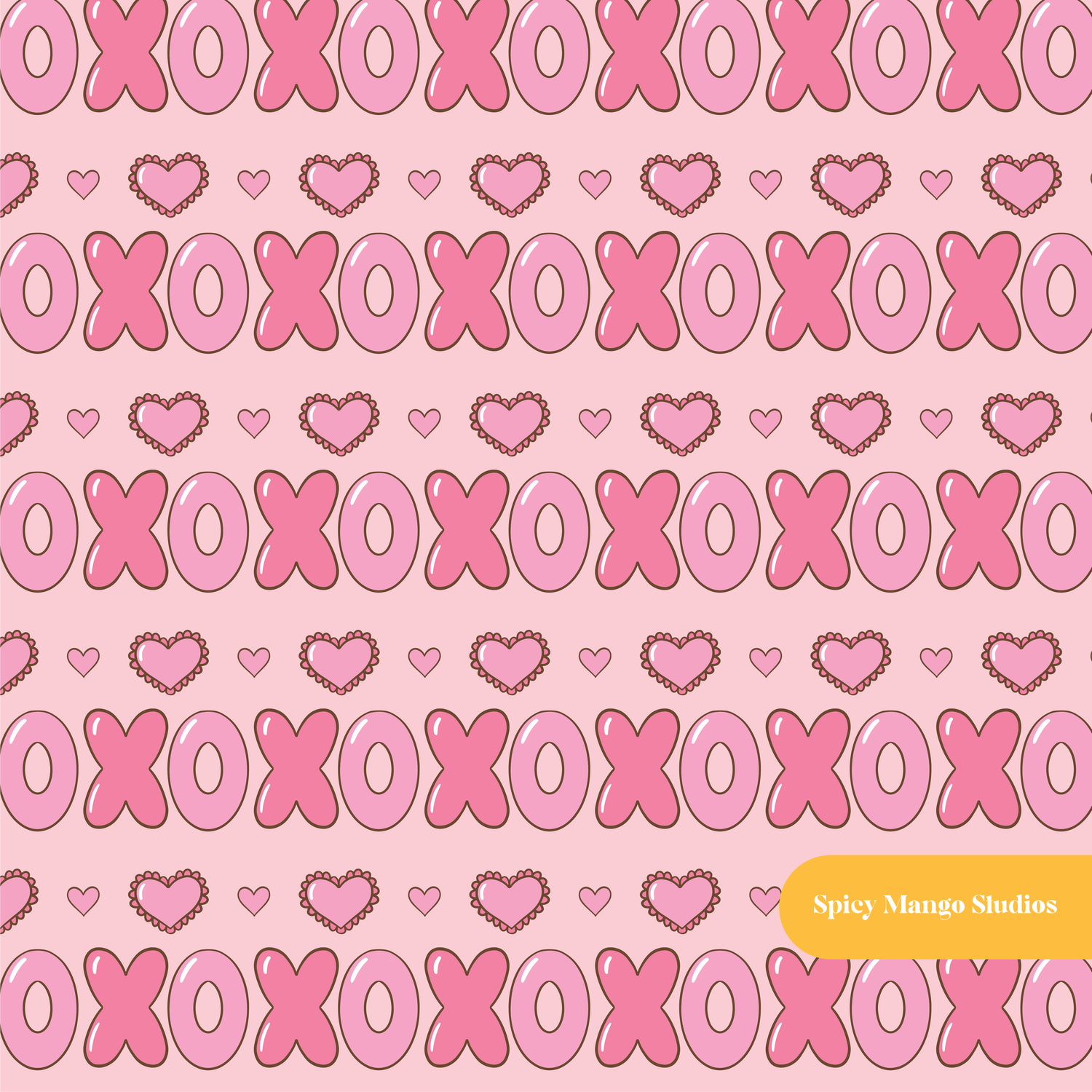 Pink XOXO Stripe Valentine's Seamless Pattern