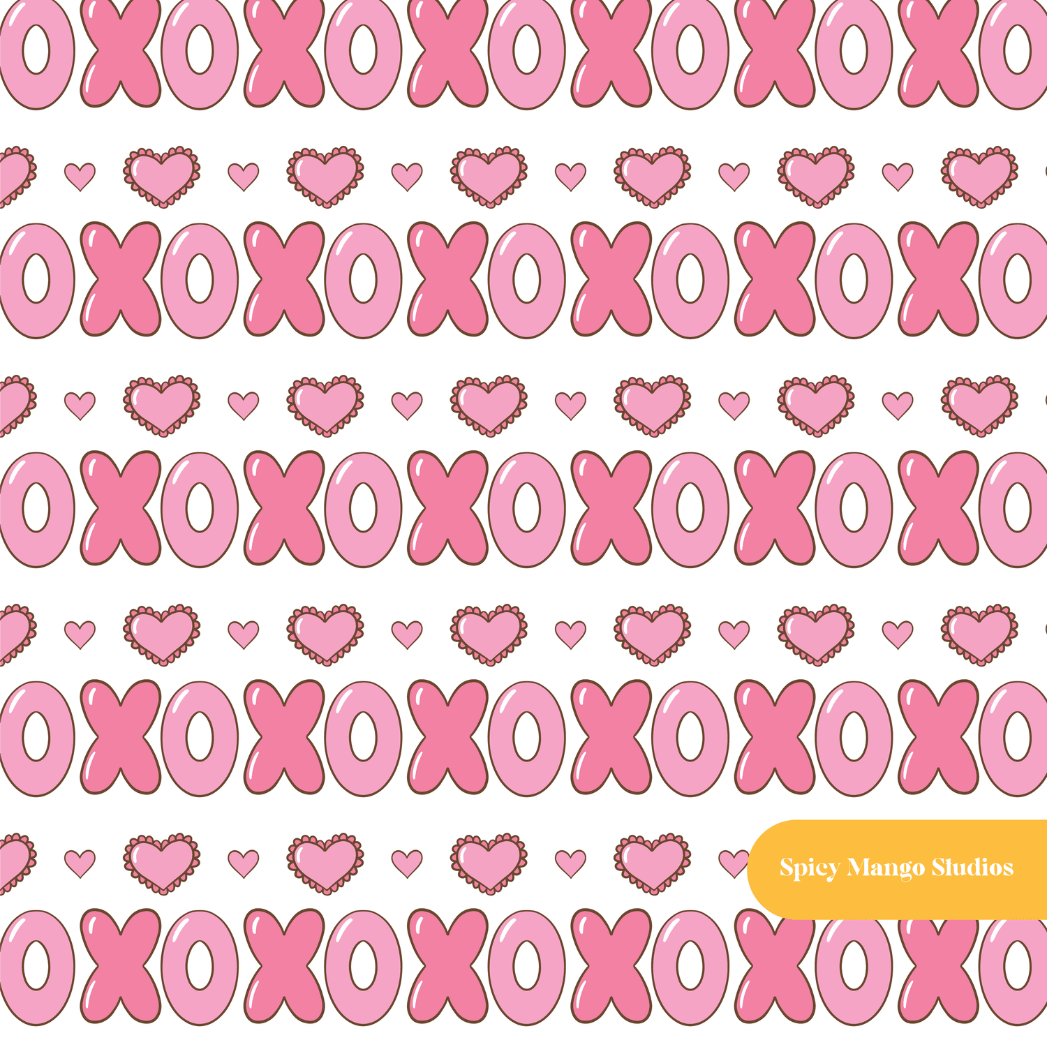 White XOXO Stripe Valentine's Seamless Pattern