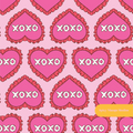 Pink XOXO Ruffled Hearts Valentine's Seamless Pattern