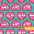 Teal XOXO Ruffled Hearts Valentine's Seamless Pattern
