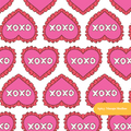 White XOXO Ruffled Hearts Valentine's Seamless Pattern