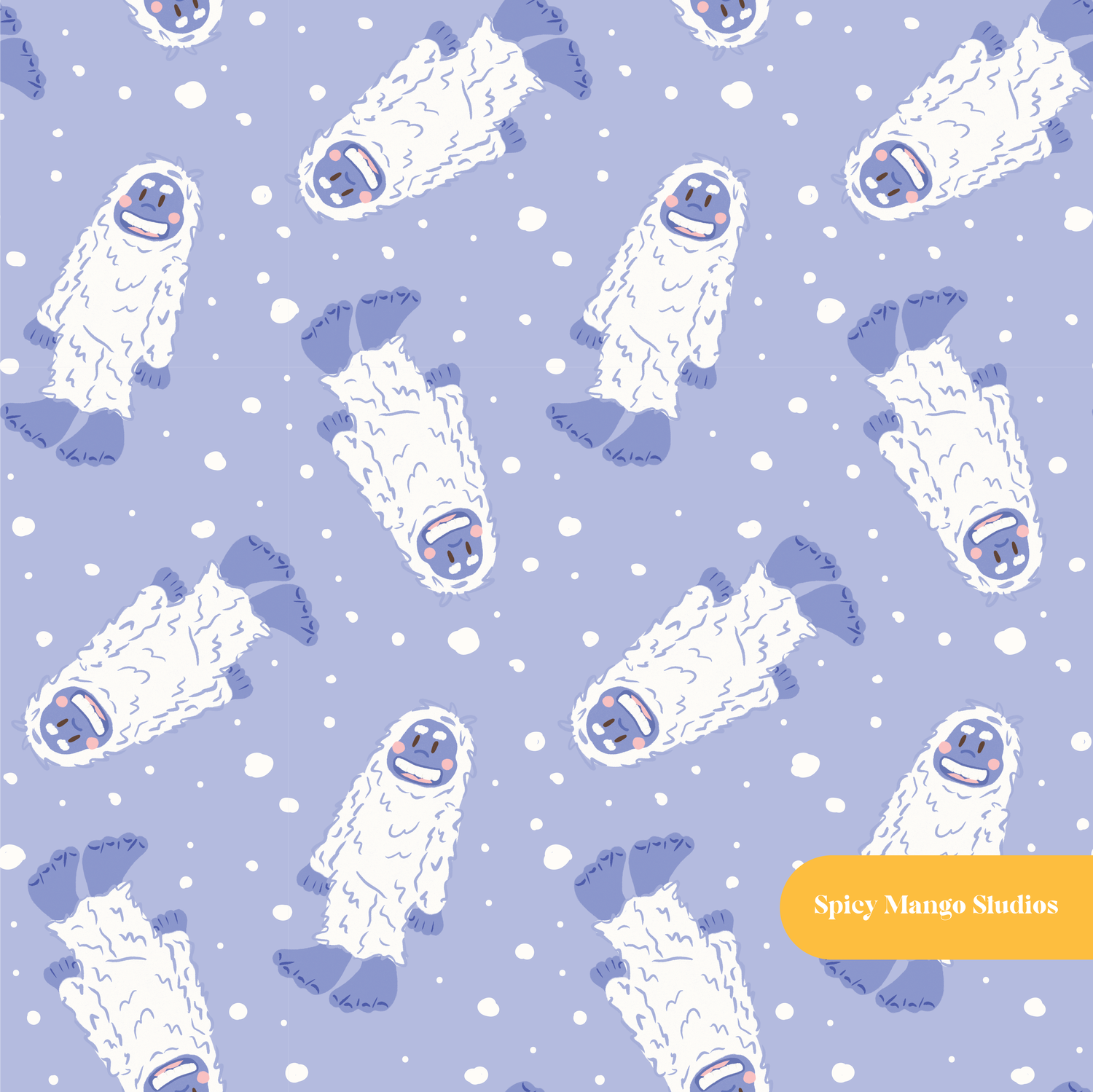 Blue Bailey the Yeti Seamless Pattern – Digital Download