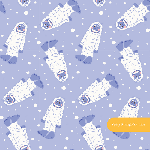 Blue Bailey the Yeti Seamless Pattern – Digital Download