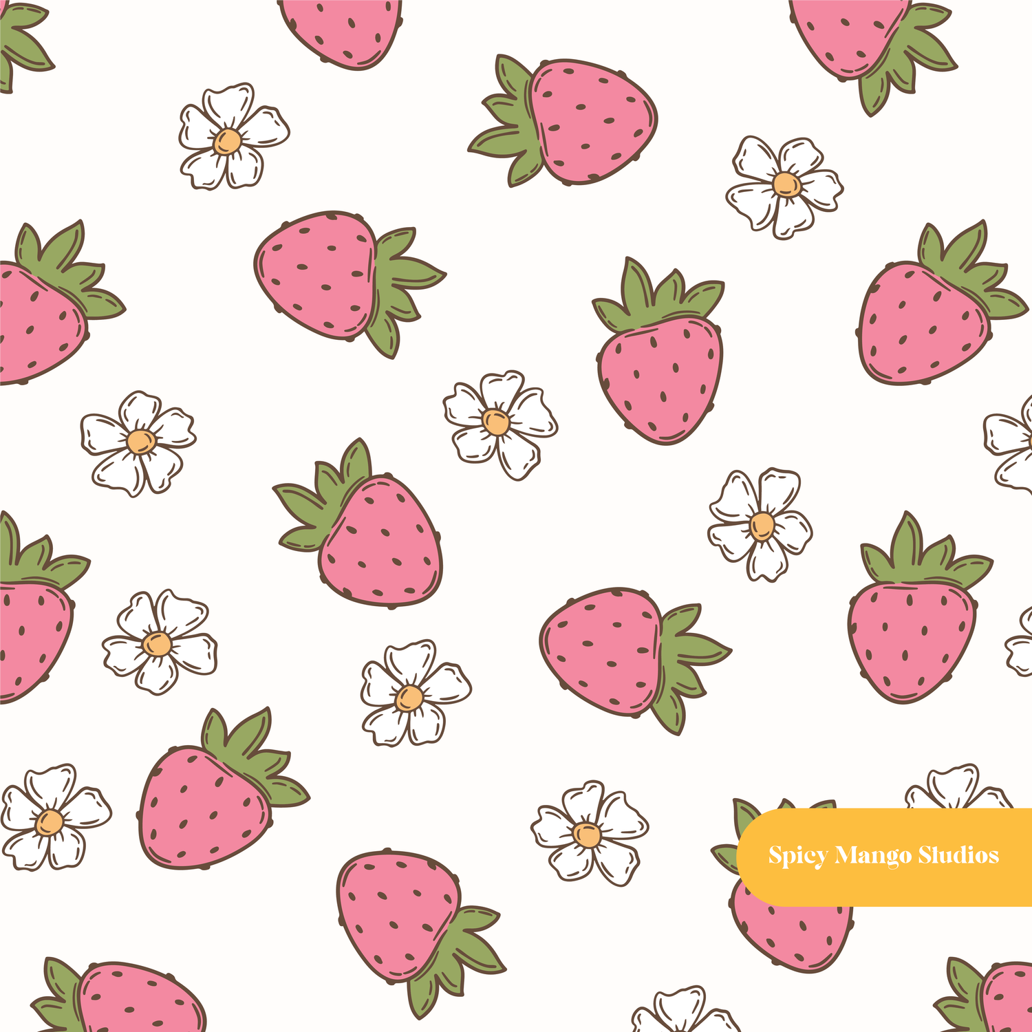 Off White Yummy Berries Seamless Pattern – Digital Download