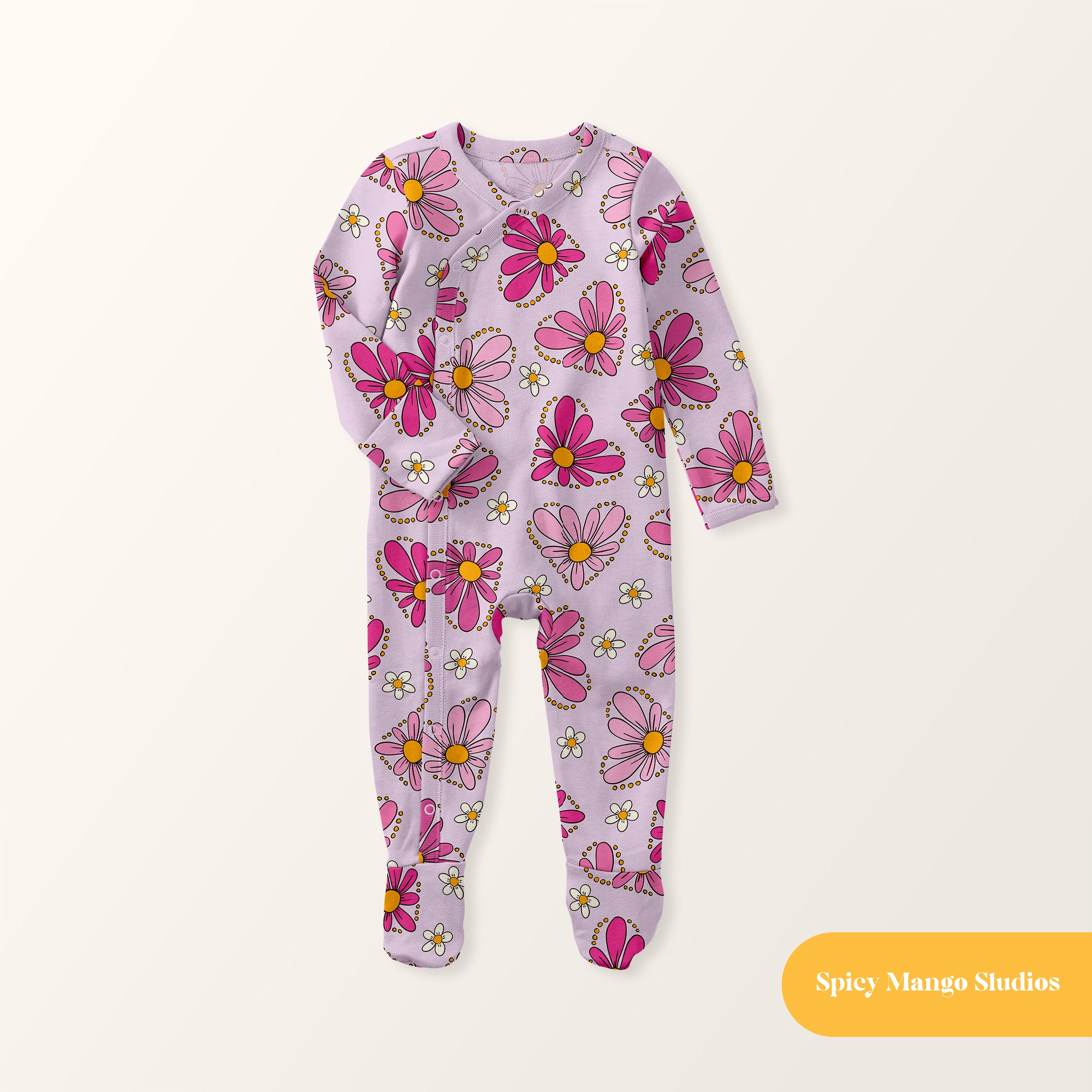 Lavender Daisy Love Seamless Pattern