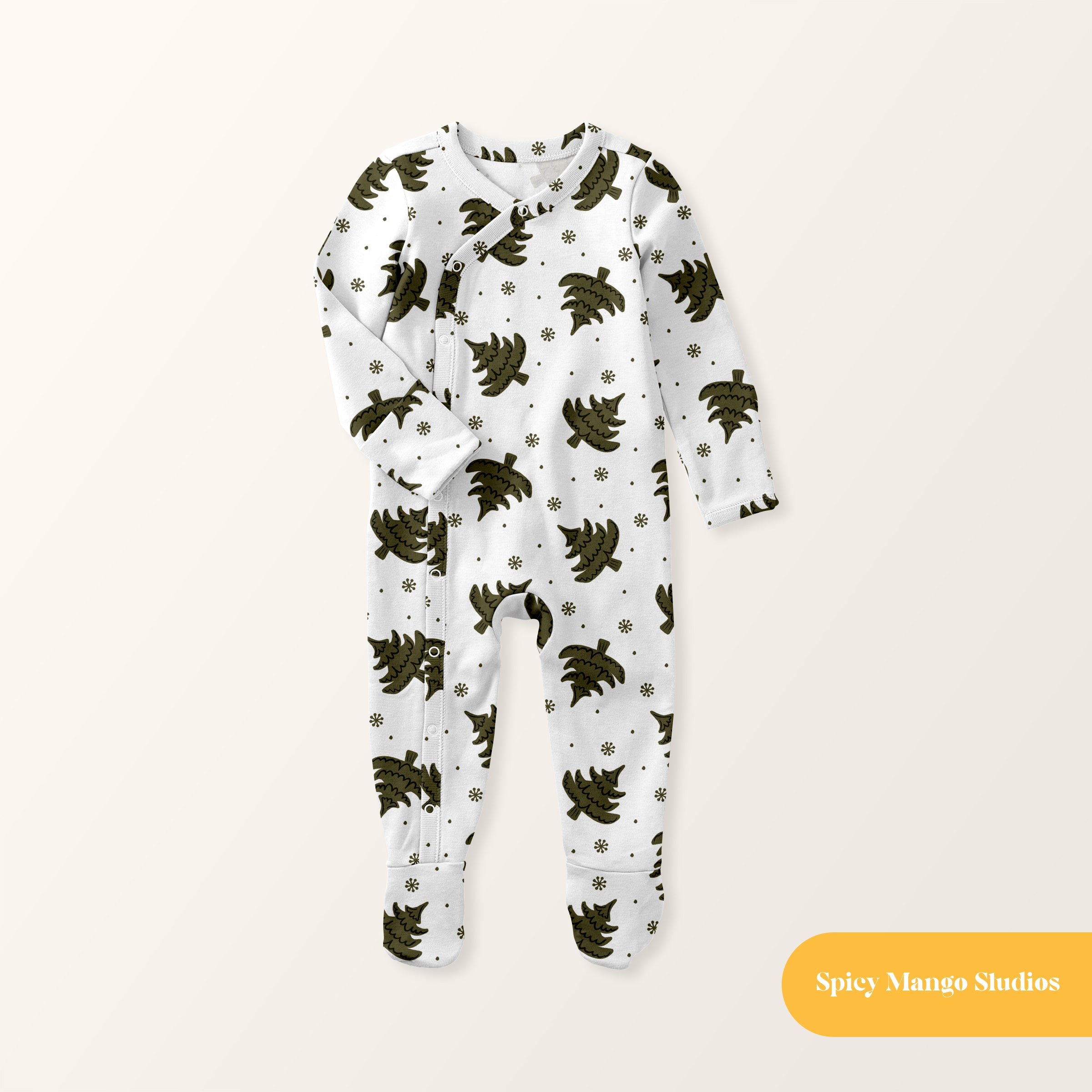 White Forrest Pine Seamless Pattern