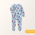 Blue Winter Penguins Seamless Pattern