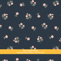Navy Fall Floral Gingham Seamless Pattern
