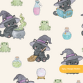 Neutral Witchy Halloween Seamless Pattern – Digital Download