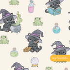 Neutral Witchy Halloween Seamless Pattern – Digital Download