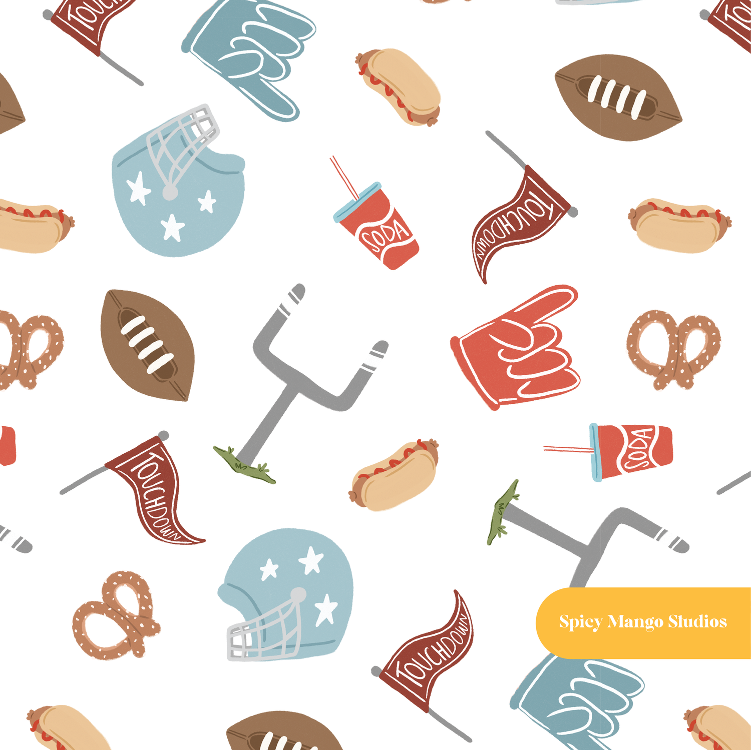 White Fun Football Seamless Pattern