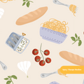 Neutral Pasta Summer Seamless Pattern – Italian Party & Kitchen Digital Download