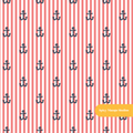 Red Anchor Stripe Seamless Pattern