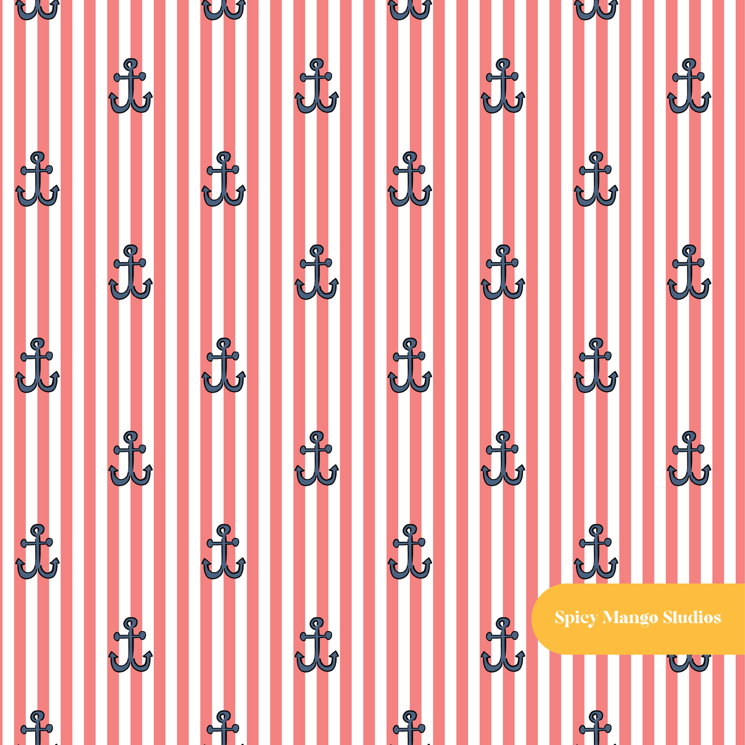 Red Anchor Stripe Seamless Pattern