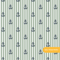 Green Anchor Stripe Seamless Pattern
