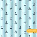 Summer Blue Anchor Stripe Seamless Pattern