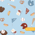 Light Blue All American Baseball Seamless Pattern