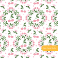 White and Pink Andina Cherry Floral Seamless Pattern