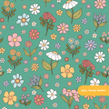 Green Autumn Floral Seamless Pattern