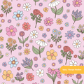 Pink Autumn Floral Seamless Pattern