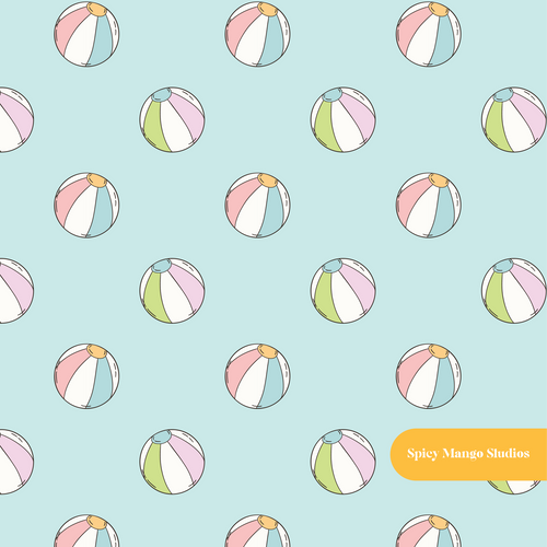 Aqua Beach Ball Medley Seamless Pattern