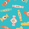 Aqua Boo Chew Halloween Seamless Pattern
