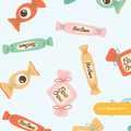 Light Blue Boo Chew Halloween Seamless Pattern