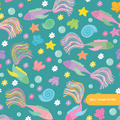 Teal Beta Fish Seamless Pattern