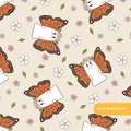 Neutral Butterfly Ghosts Seamless Pattern