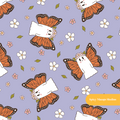 Purple Butterfly Ghosts Seamless Pattern