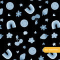 Black and Blue Bodhi Seamless Pattern