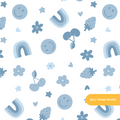 White and Blue Bodhi Seamless Pattern