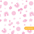 White and Pink Bodhi Seamless Pattern